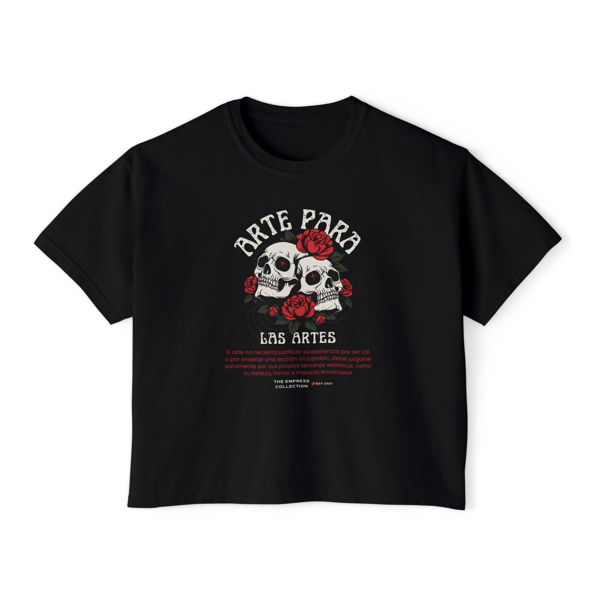 Arte Para Las Artes | Skull & Rose Graphic Art Boxy Tee