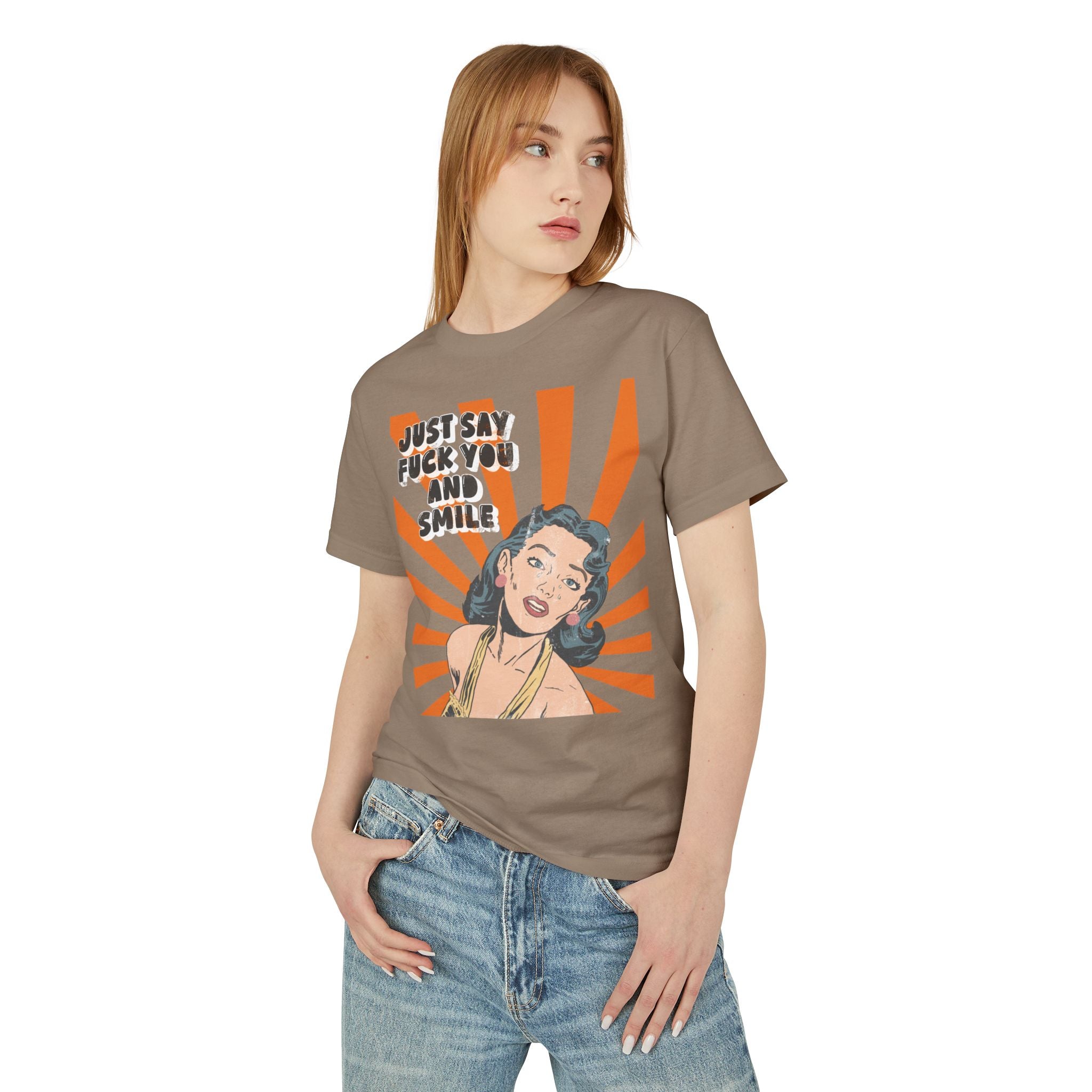 Just Say Fuck You and Smile | Retro Pop Art Heavy Cotton Tee